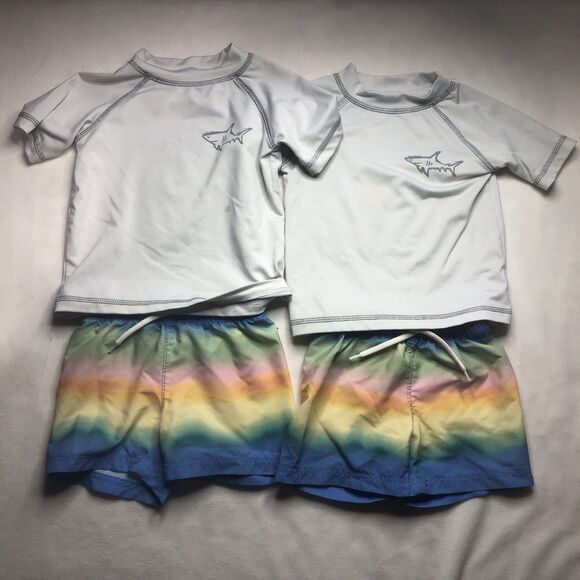 TWIN SET Matching Swimming Trunks Baby Clothes Old Navy 12 Month Used - Picture 1 of 11